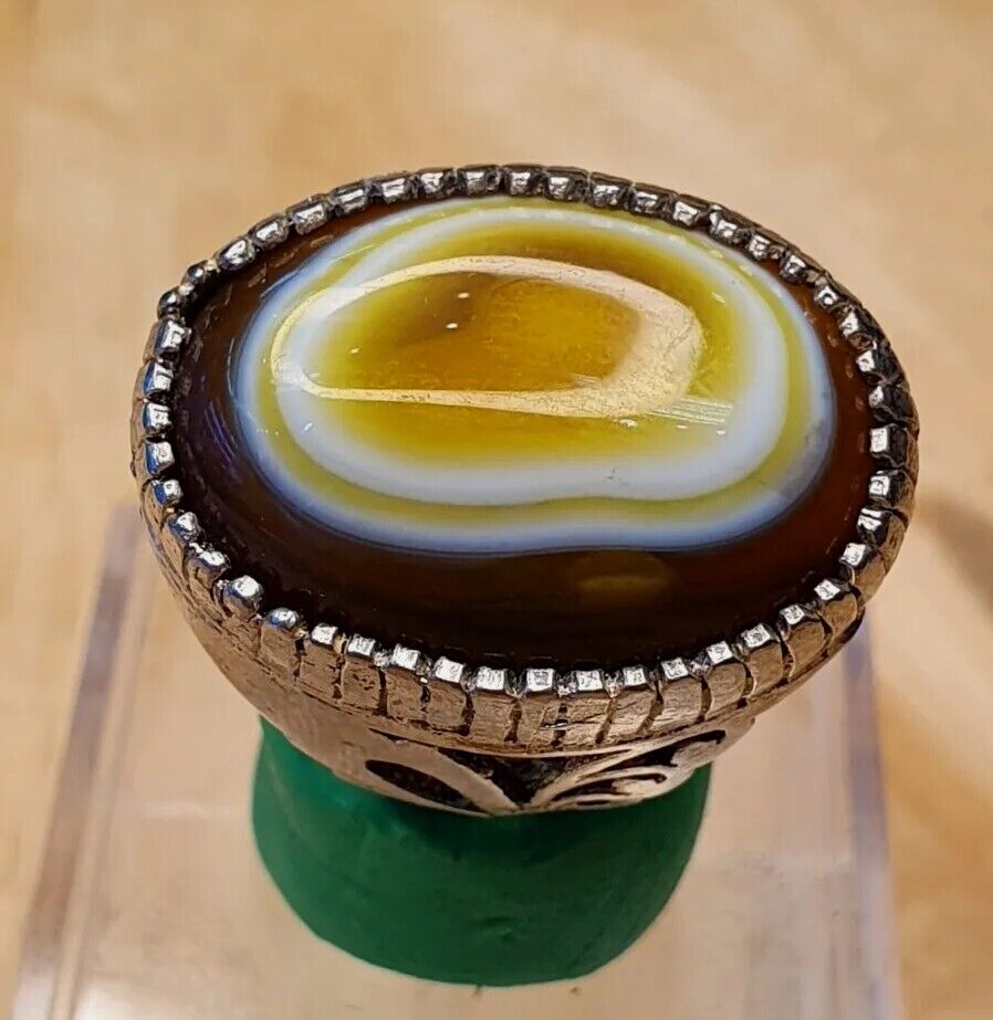 古董復古中東戒指，配亞美尼稀有眼瑪瑙石