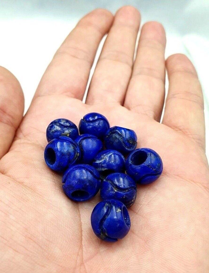 Lapislazuli-Steinperle, HANDgeschnitzter 100 % natürlicher blauer Lapisstein, Armband 