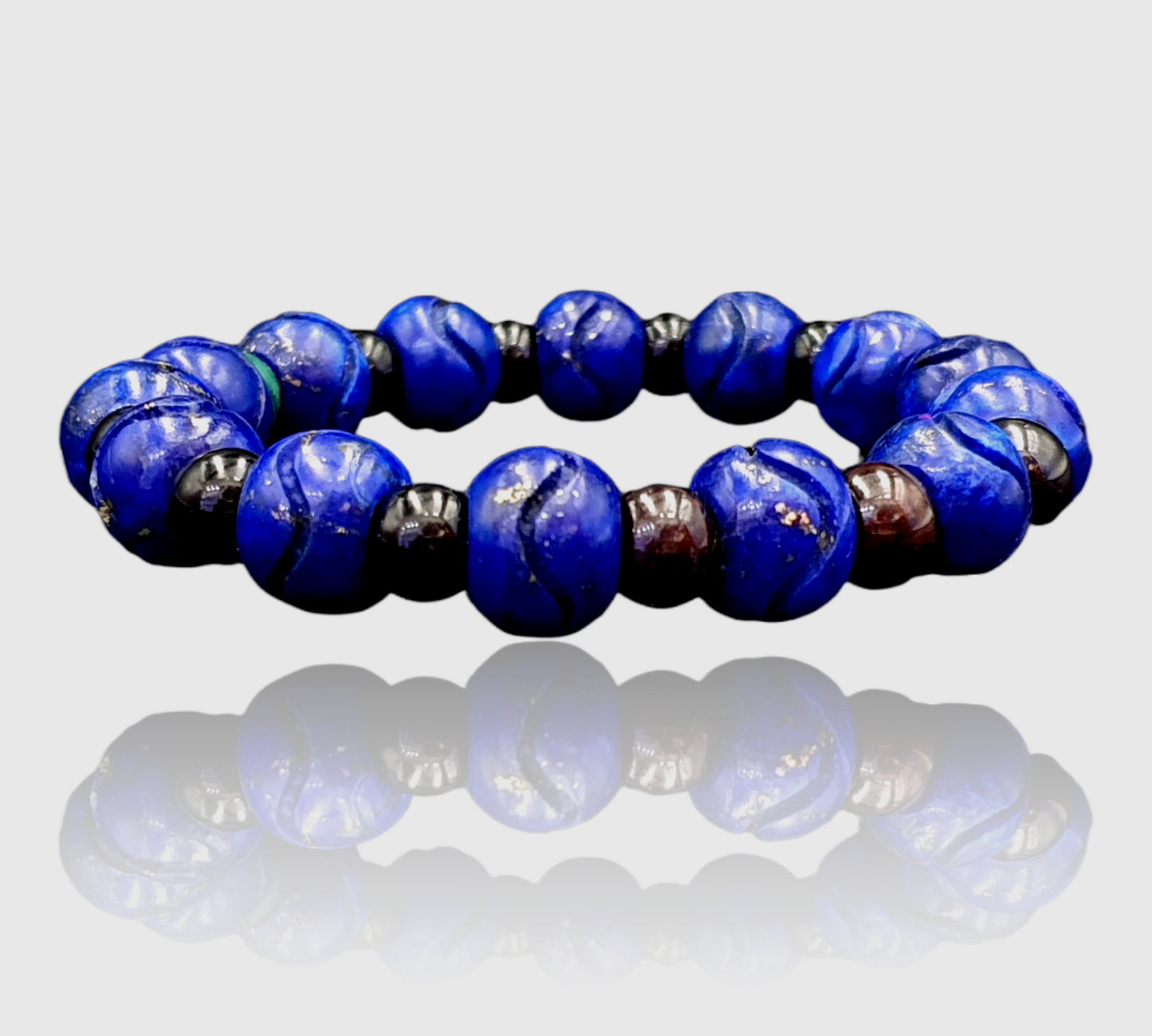 Lapislazuli-Steinperle, HANDgeschnitzter 100 % natürlicher blauer Lapisstein, Armband 