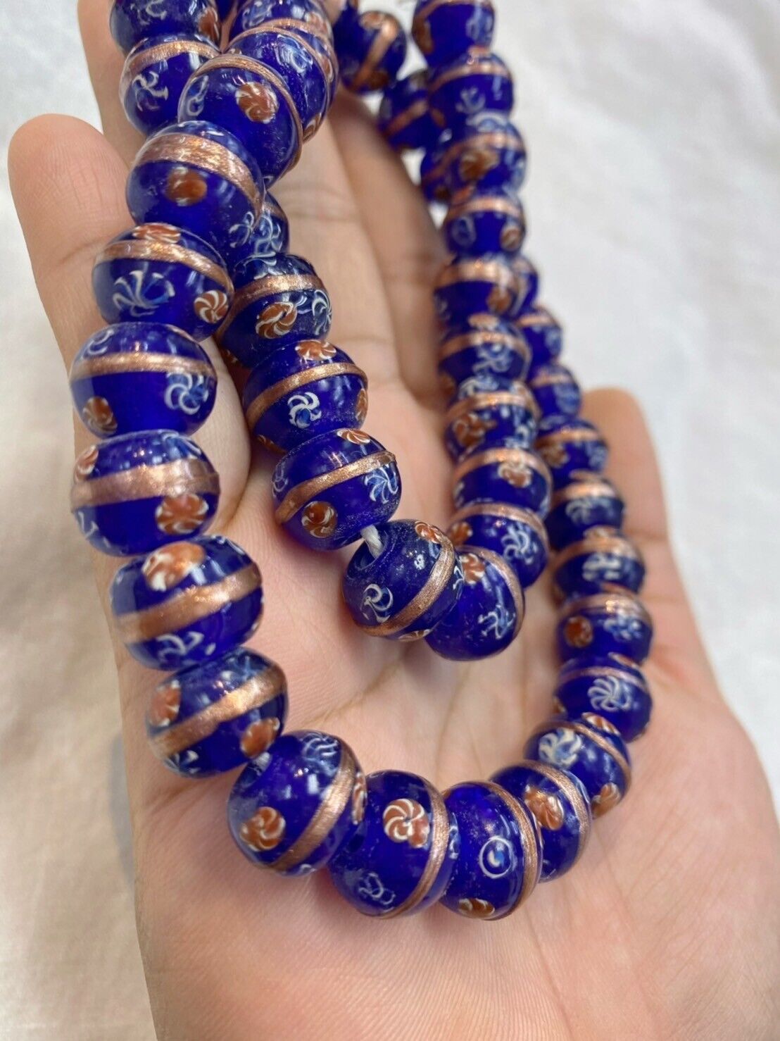復古美麗 MURANO MILLEFIORI ARTFancy 13 毫米玻璃串珠 52 厘米長
