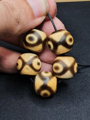 5 pcs Old Antique Himalayan Indo Tibetan rare Patterns Eyes Dzi Amulet  Bead