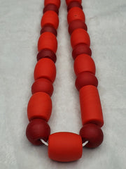 East Oasis Dark Blood Red Round Glass Bead Necklace - 24 Inch Long Strand 15-17mm