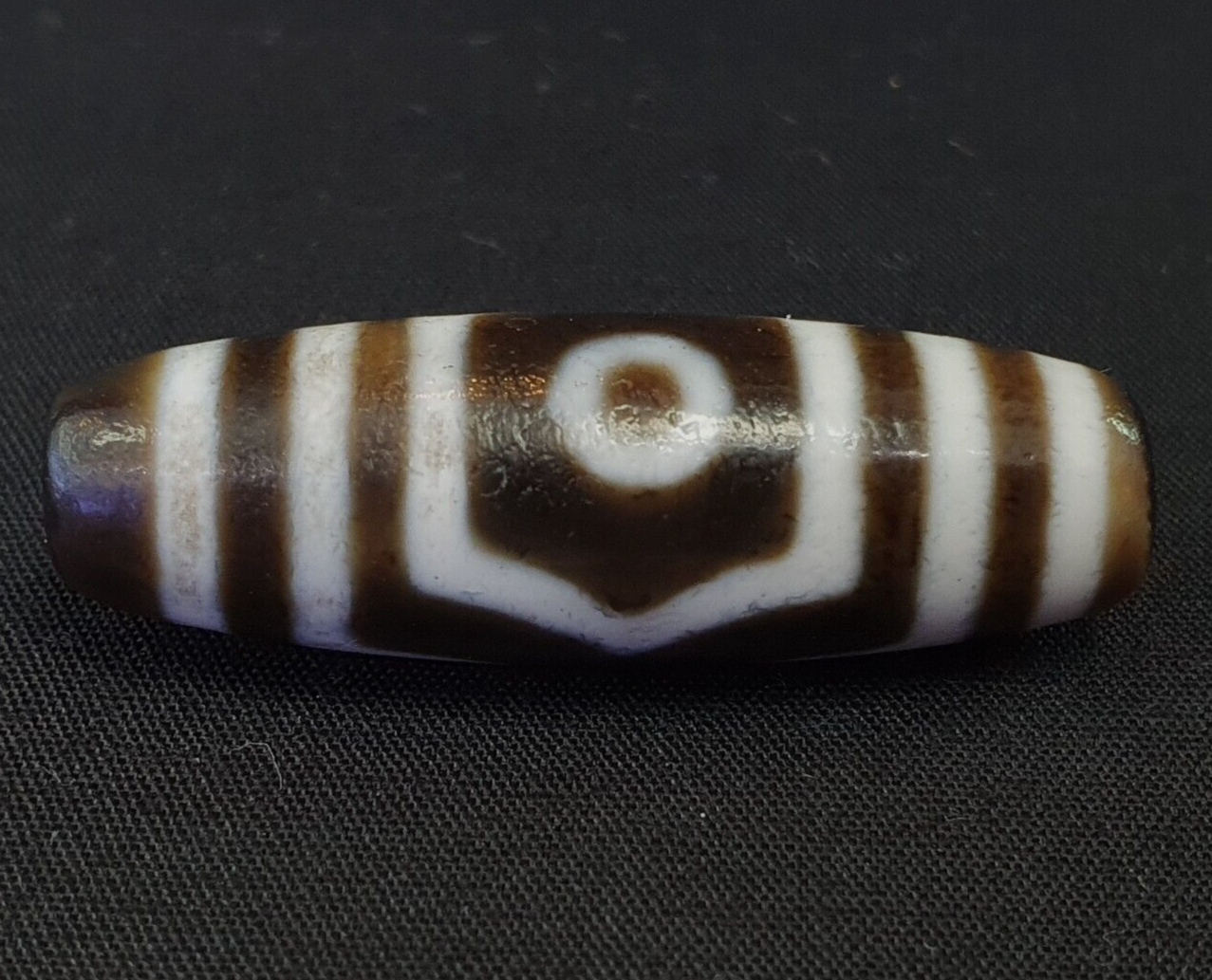 Alte antike Himalaya-Indo-Tibetische reine 3-Augen-Dzi-Amulett-Anhängerperle