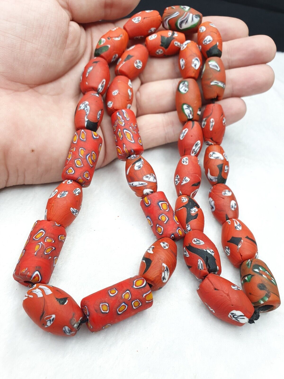 Art Deco Vene Beautiful Murano Moretti Millefiori Mosaic Glass Beads 13-15mm