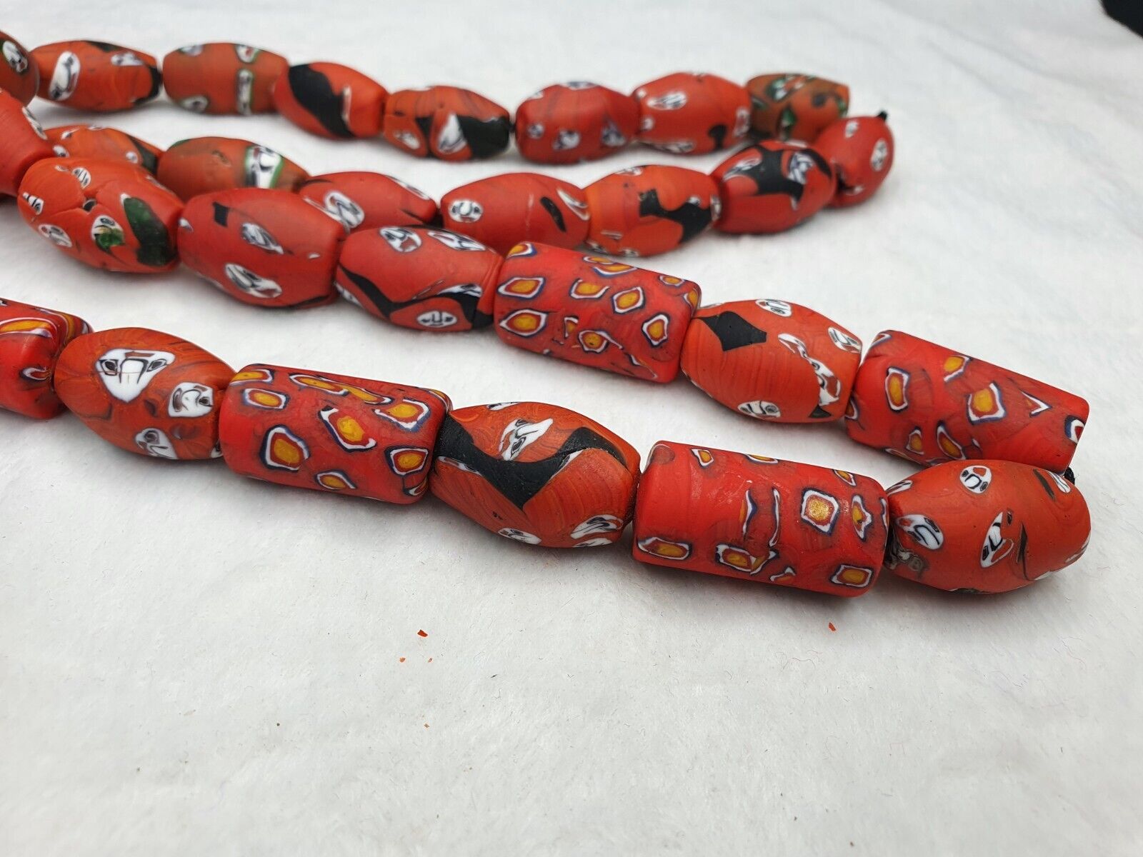 Art Deco Vene Beautiful Murano Moretti Millefiori Mosaic Glass Beads 13-15mm