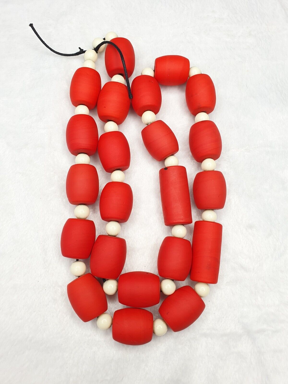 Beautiful Red Round Beautiful Glass Beads Long Strand Necklace