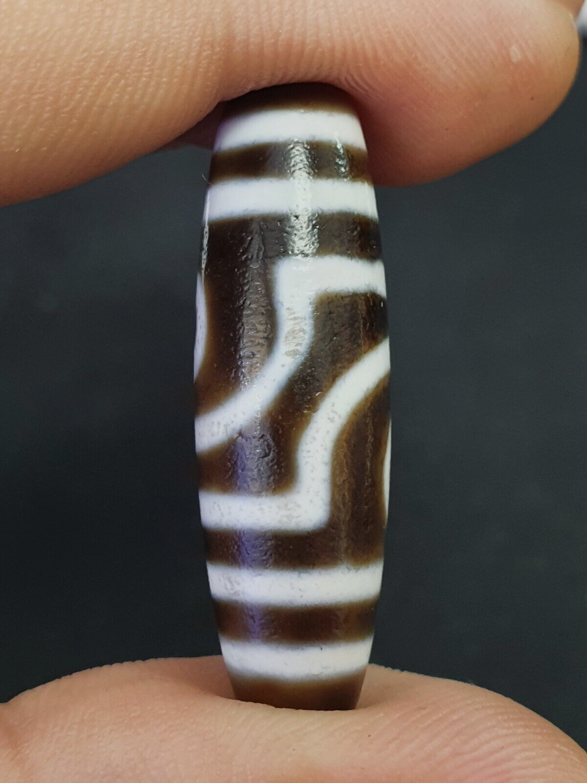 Vintage Old Himalayan Indo Tibetan Pure 2 Eyes Dzi Amulet Pendant Bead