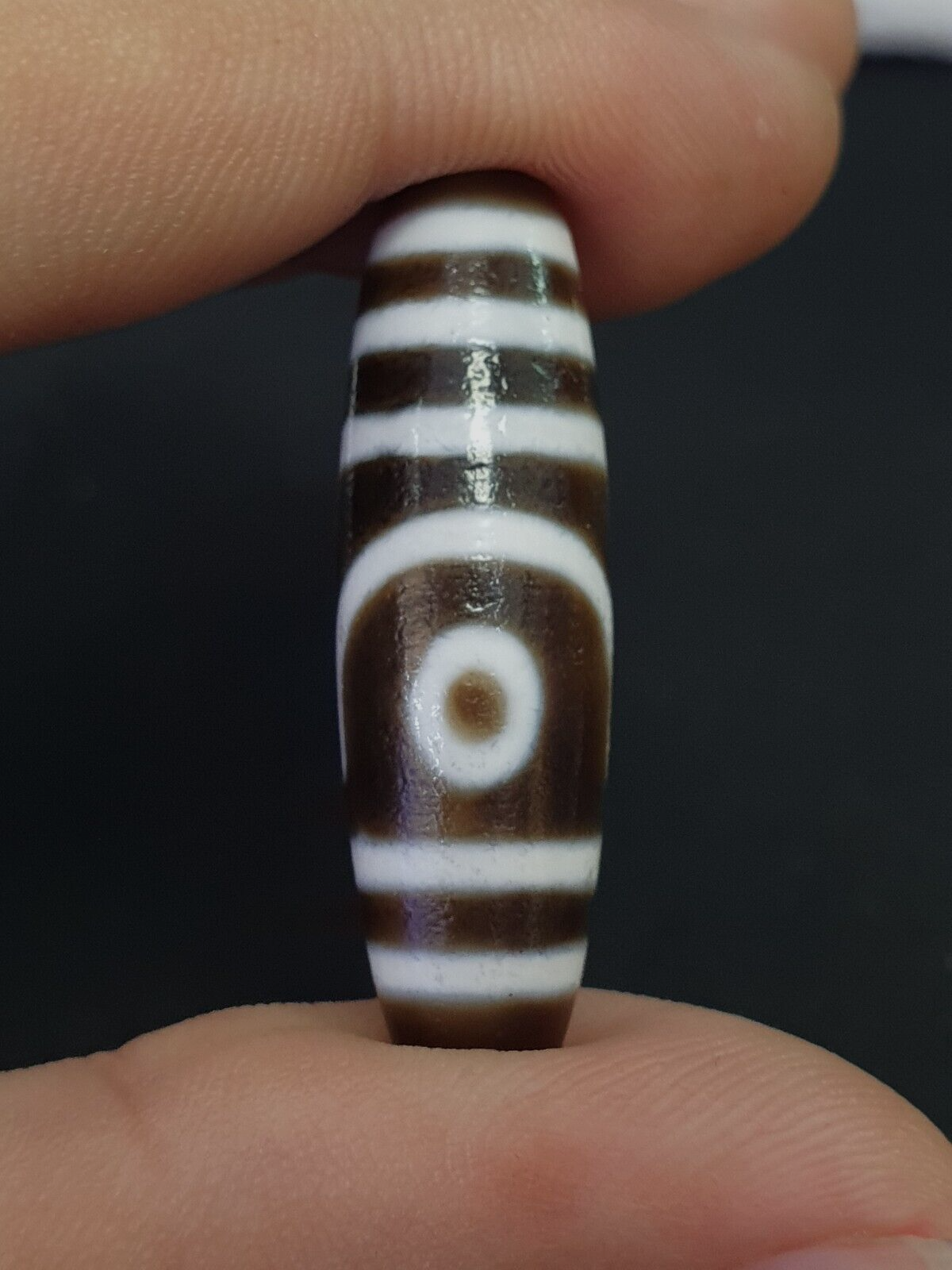 Vintage Old Himalayan Indo Tibetan Pure 2 Eyes Dzi Amulet Pendant Bead
