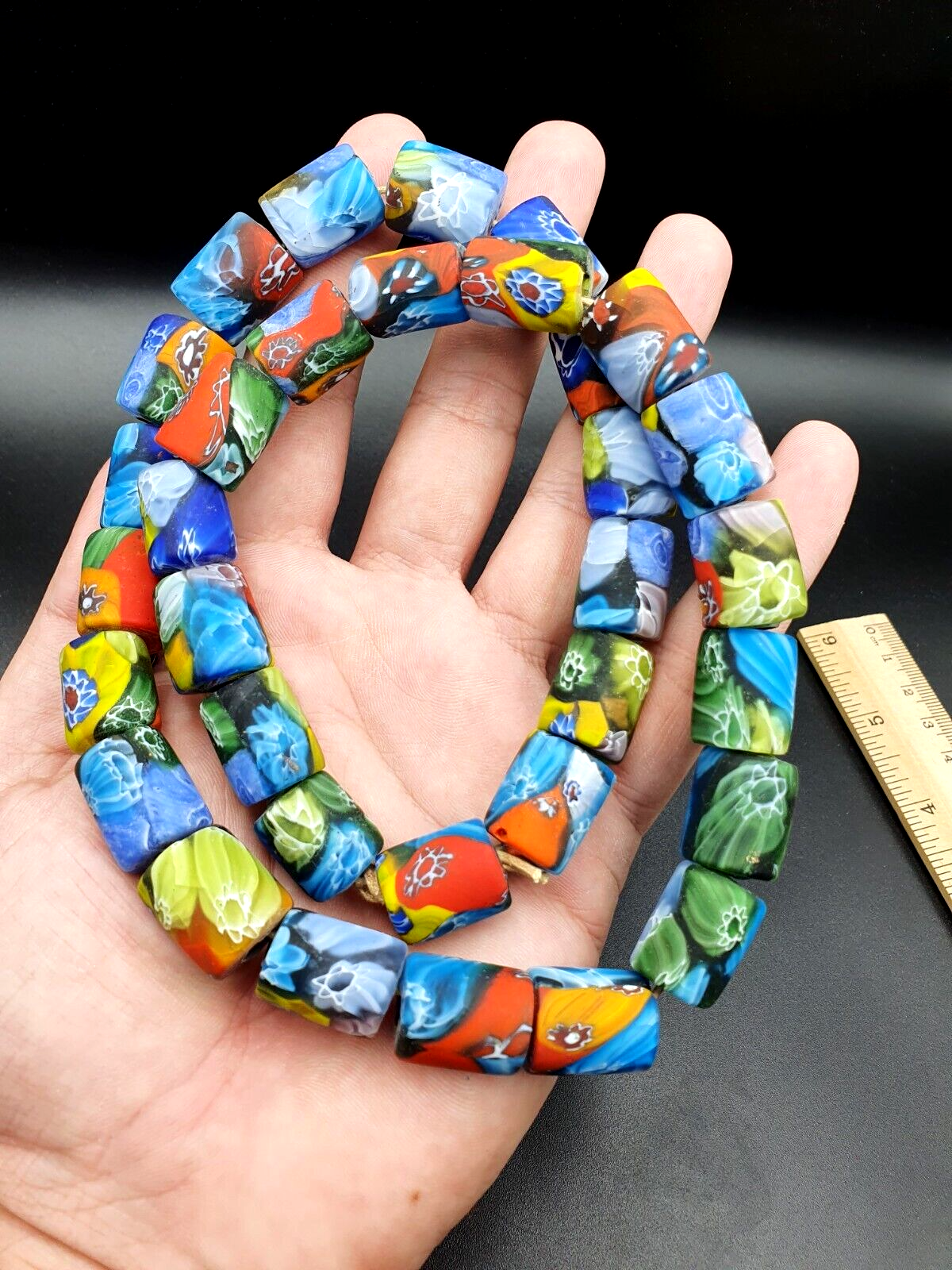 vintage Venerano trade Beads Beaded Necklace Strand 15x18mm