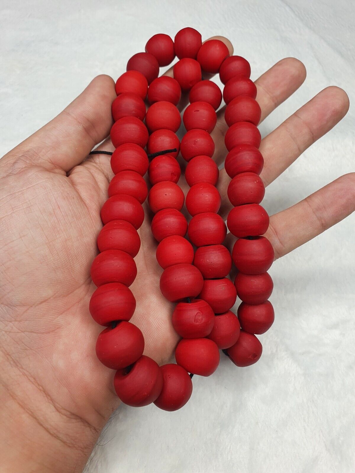 深血紅色圓形美麗玻璃珠長串項鍊
