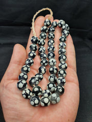 East Oasis Vintage Venetian Inspired Black Skunk Thousand Eye Trade Glass Beads