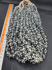 Skunk Venetian inspired Trade glass Beads Black Thousand Eye