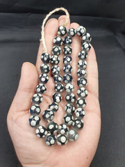 Skunk Venetian inspired Trade glass Beads Black Thousand Eye