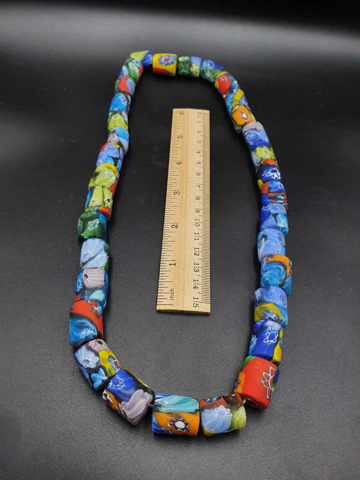 vintage Venerano trade Beads Beaded Necklace Strand 15x18mm