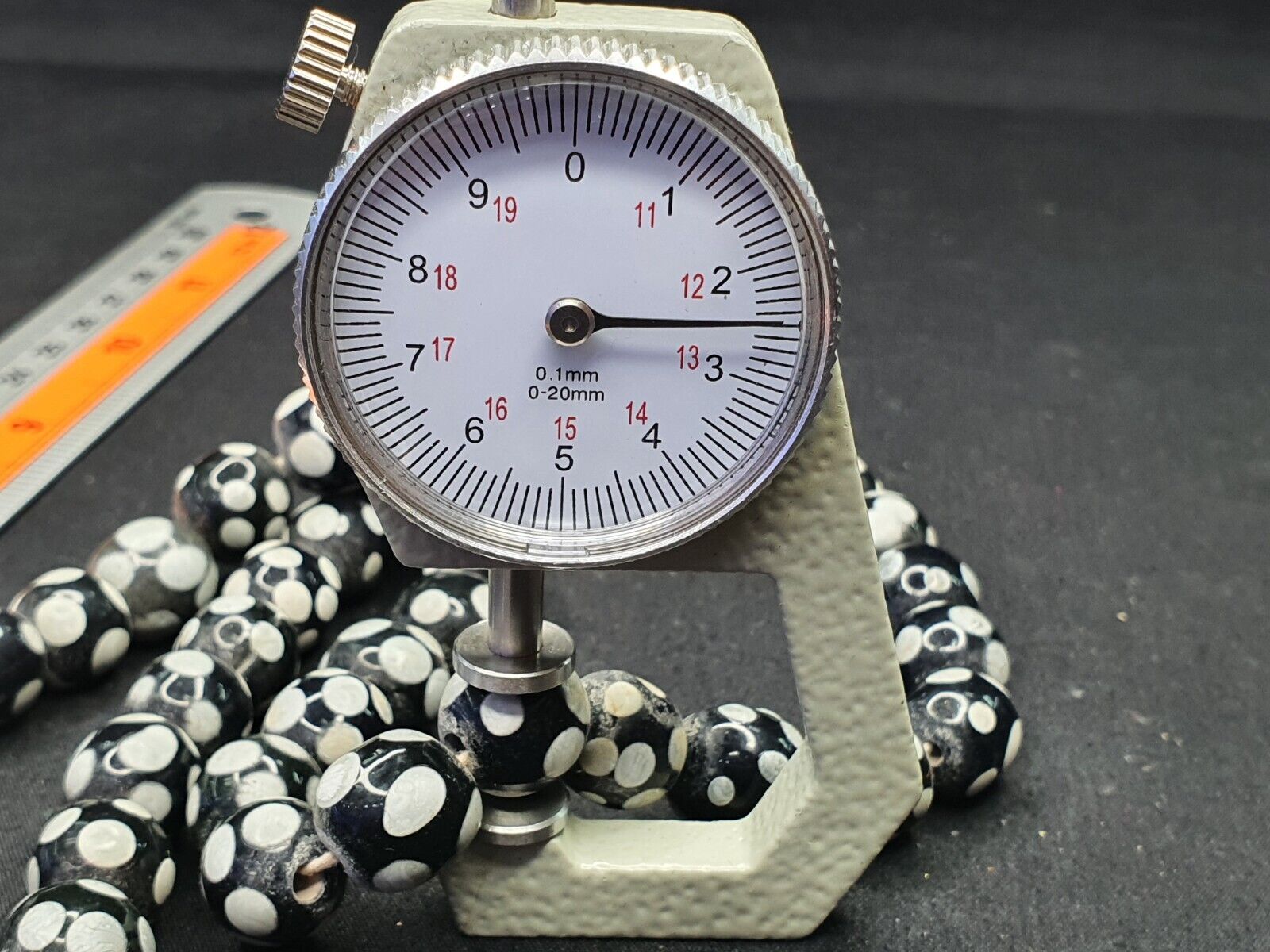 Skunk Venetian inspired Trade glass Beads Black Thousand Eye