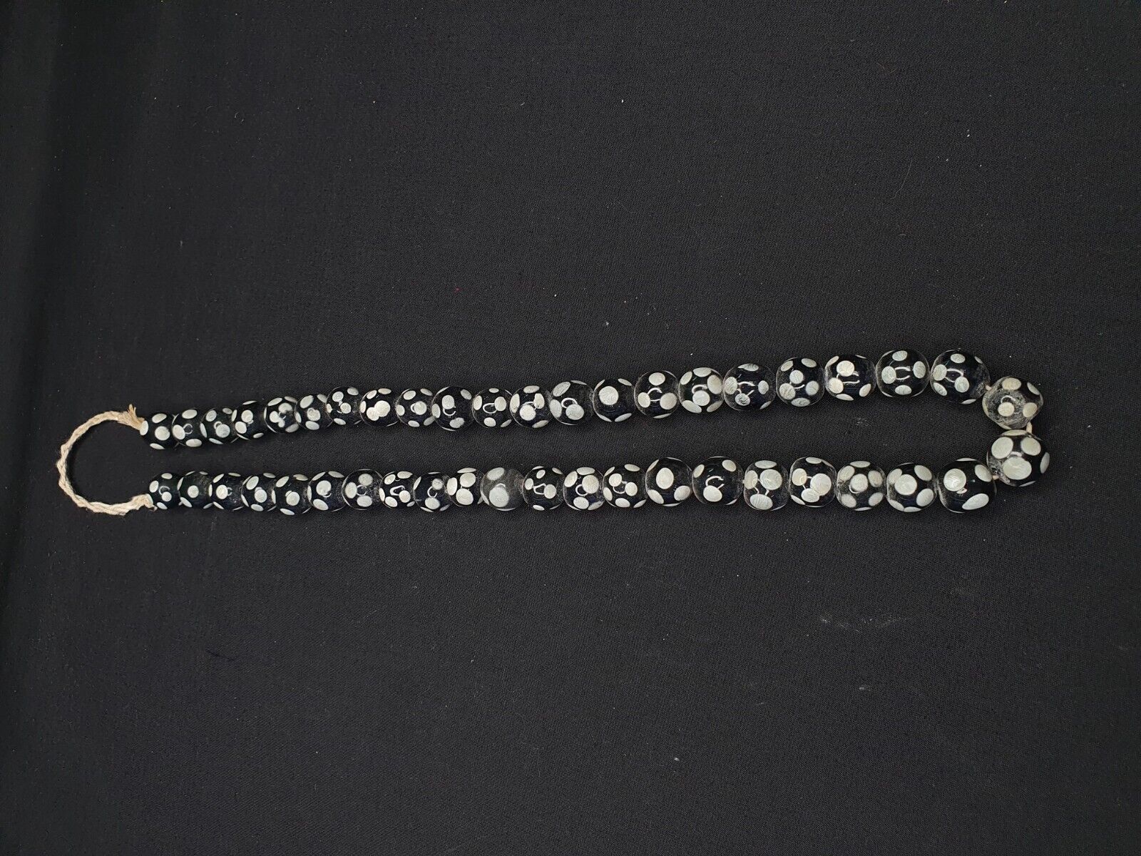 Skunk Venetian inspired Trade glass Beads Black Thousand Eye