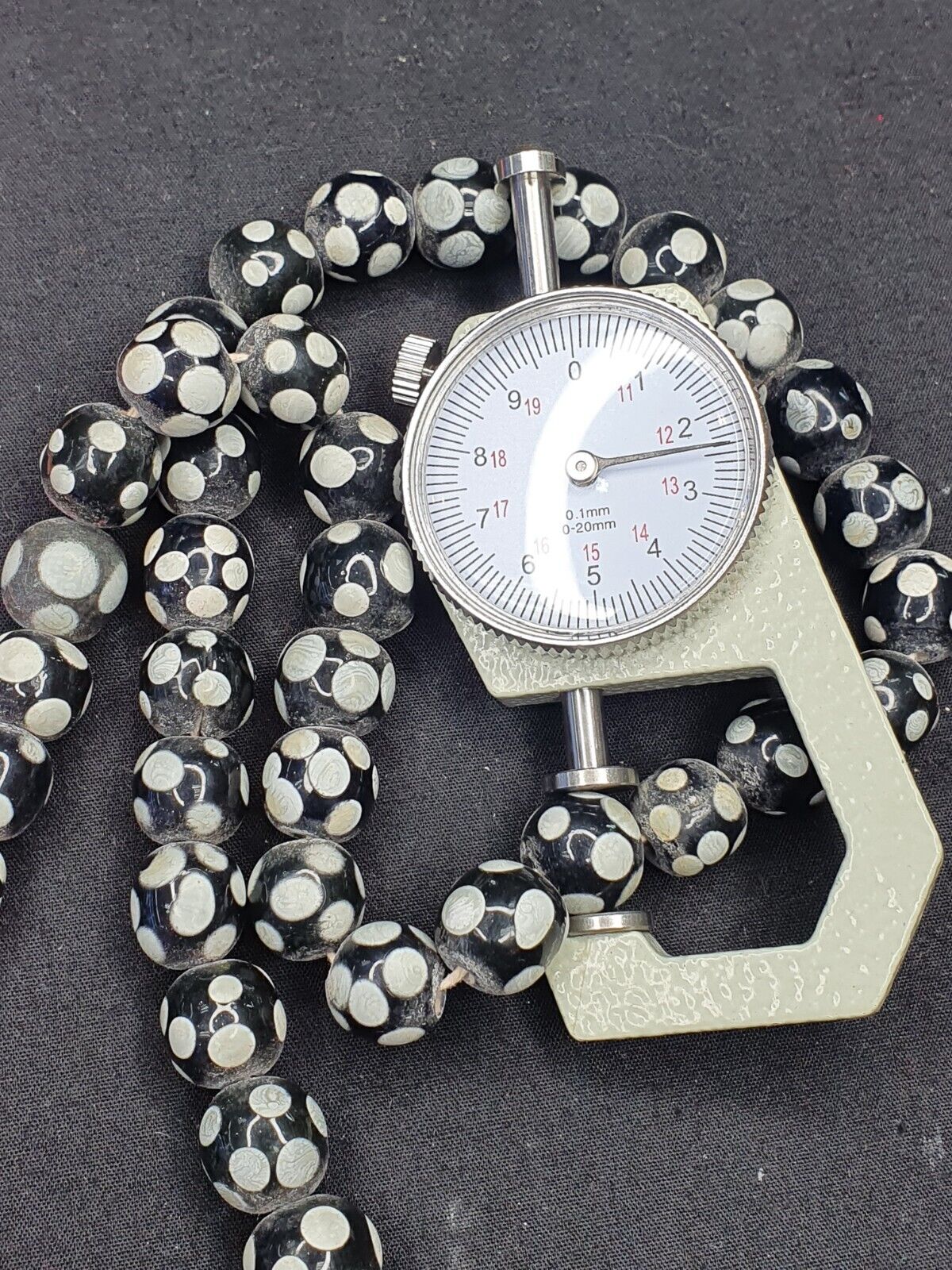 Skunk Venetian inspired Trade glass Beads Black Thousand Eye