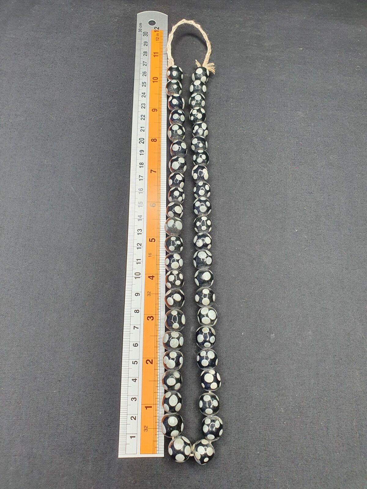 Skunk Venetian inspired Trade glass Beads Black Thousand Eye