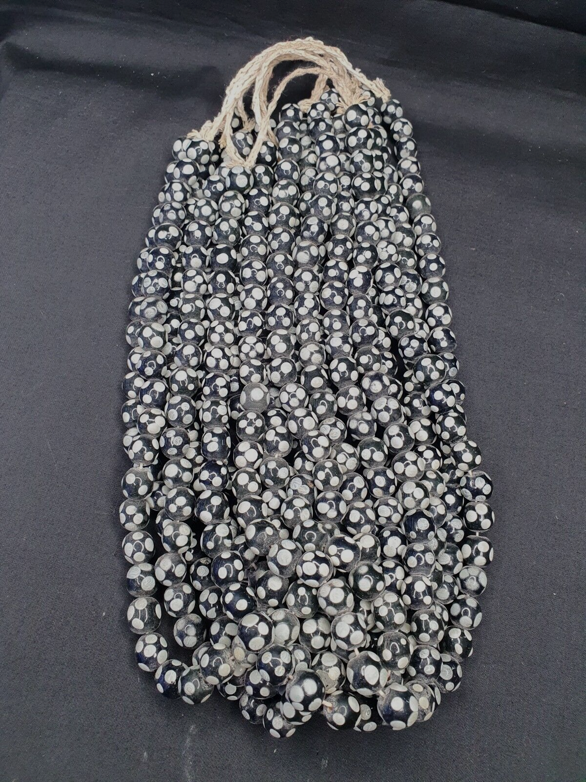 Skunk Venetian inspired Trade glass Beads Black Thousand Eye