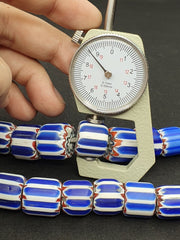 Vintage Venetian inspired Trade beads Old Blue Glass Chevron Beads Long Strand