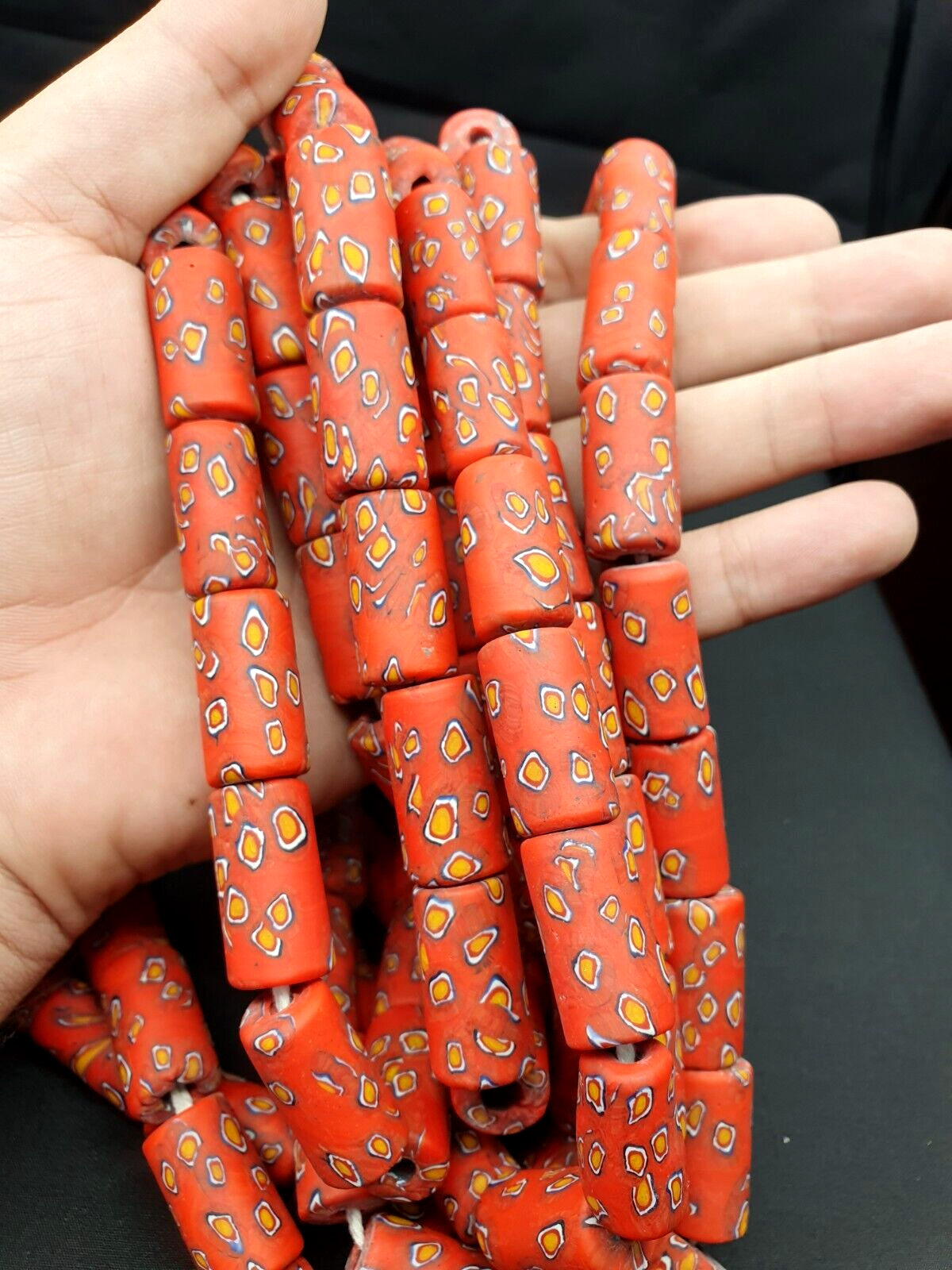 復古貿易紅色玻璃眼珠串珠項鍊