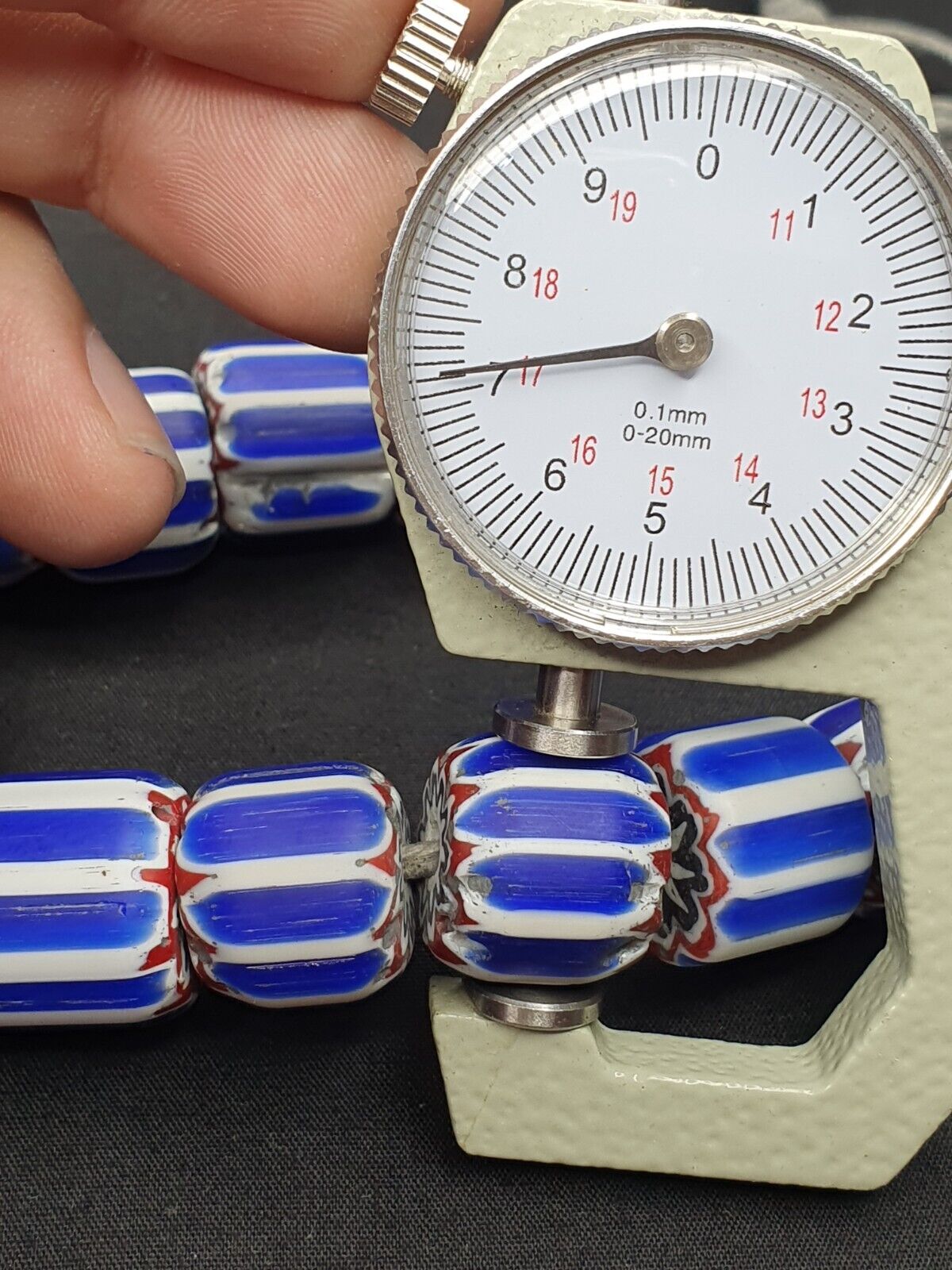 Vintage Venetian inspired Trade beads Old Blue Glass Chevron Beads Long Strand