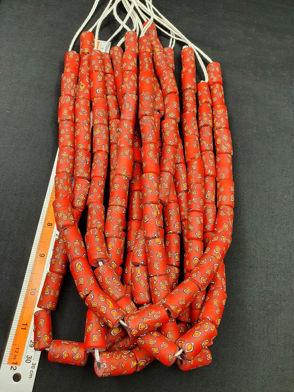 Vintage Trade Red GLASS eye Beads Beaded Necklace