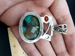 Pearl Sterling Silver Blue Turquoise Necklace Pendant 20.5 cts