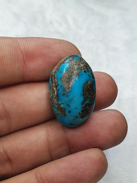 One Oval Shape Genuine Natural Turquoise with pyrite Matrix Cabochon 46 cts