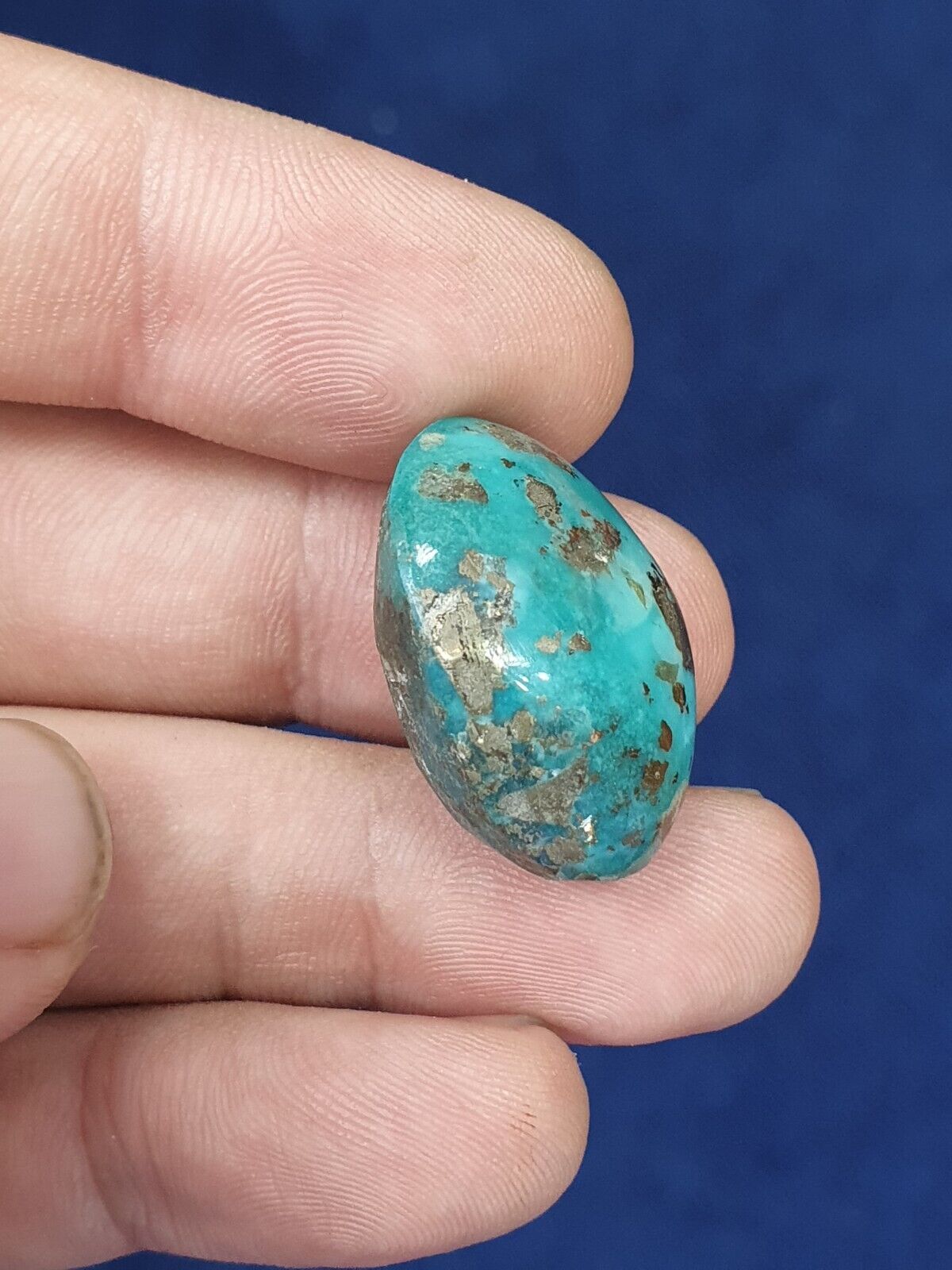Ein ovaler, echter natürlicher Türkis-Cabochon mit 49 ct