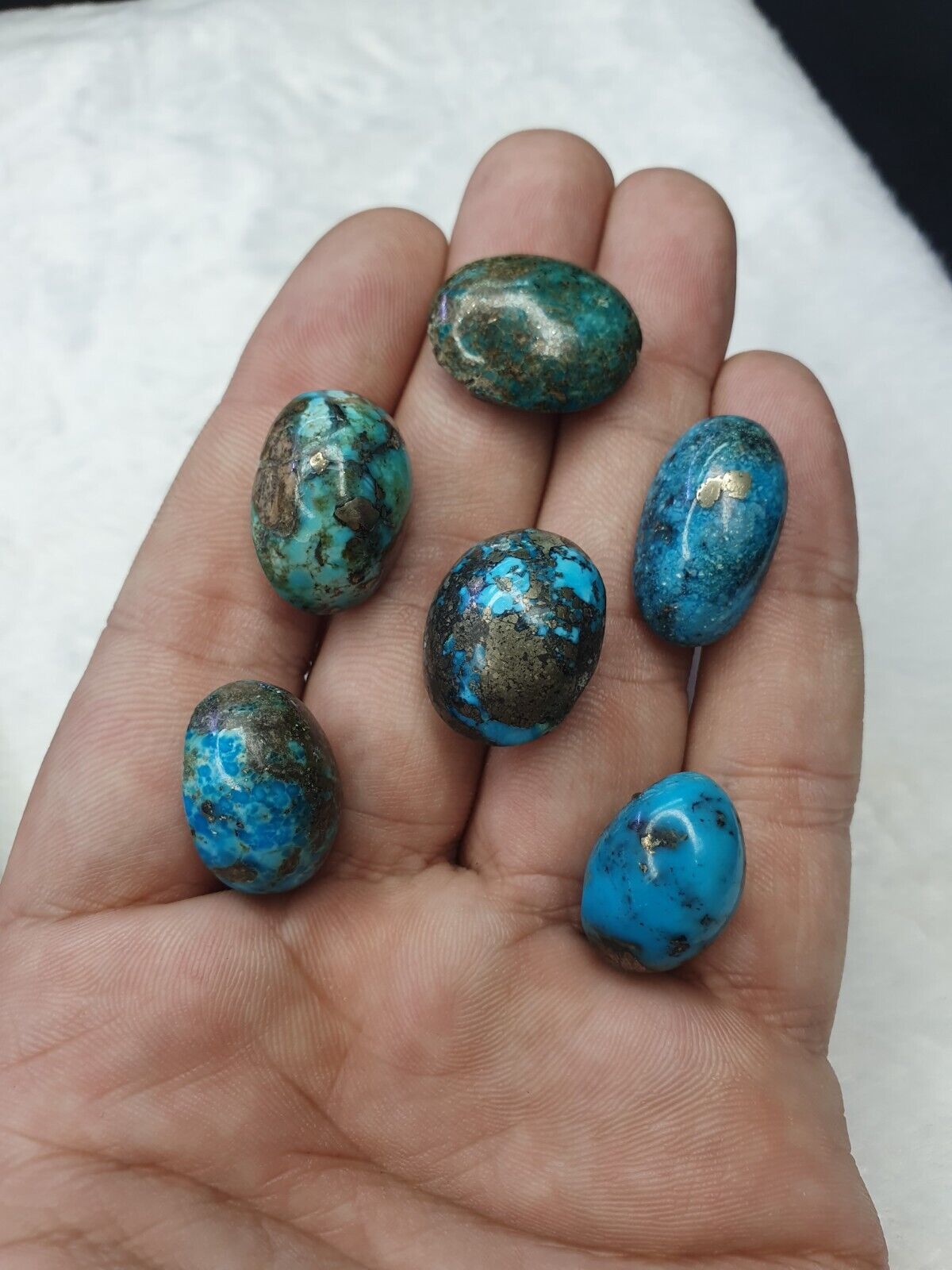 7 Stück 100 % echte persische Türkis-Cabochons