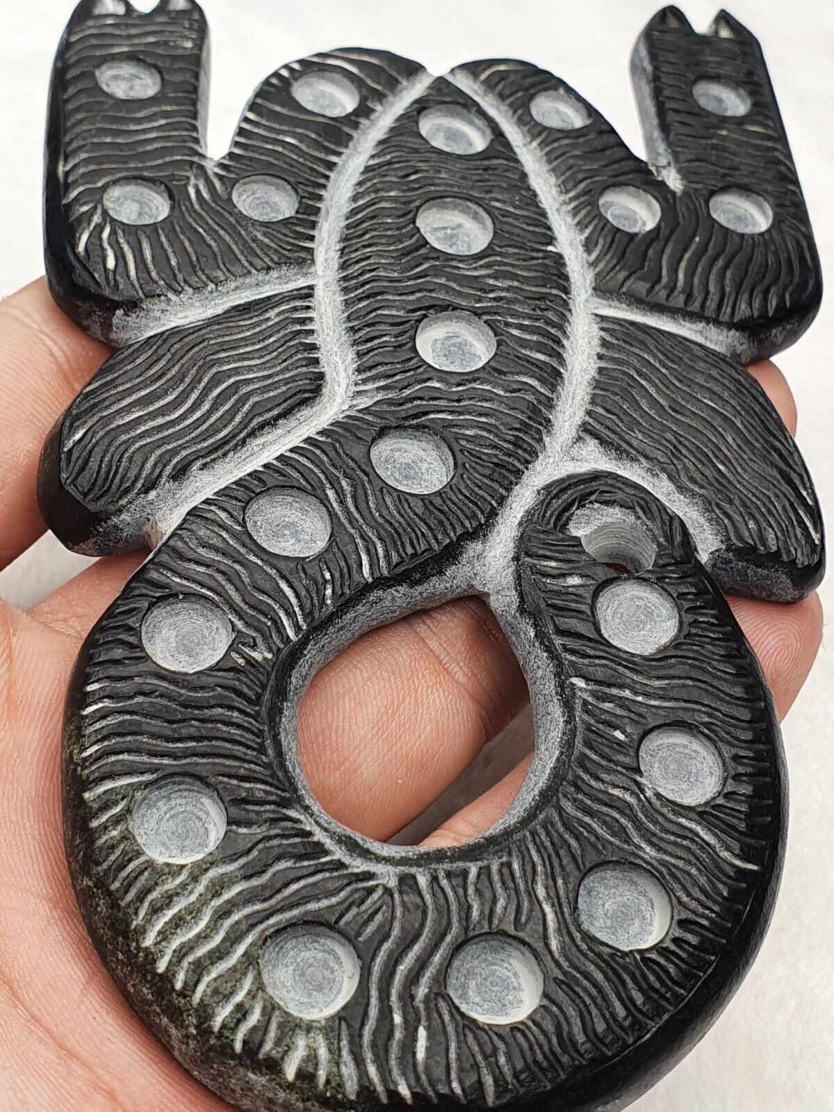 Ancient Jiroft Civilization Black chlorite Stone figure of mystical Scorpion