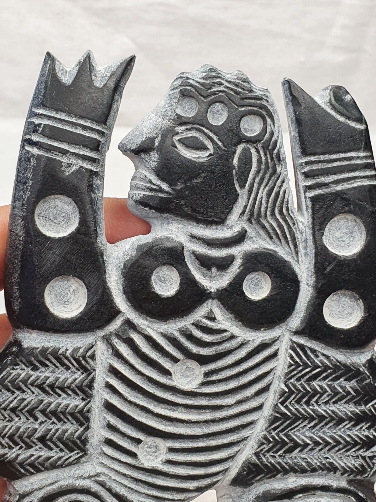 Ancient Jiroft Civilization BLACK Stone figure of mystical muscular men
