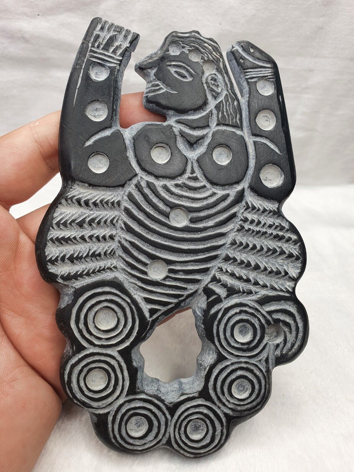 Ancient Jiroft Civilization BLACK Stone figure of mystical muscular men
