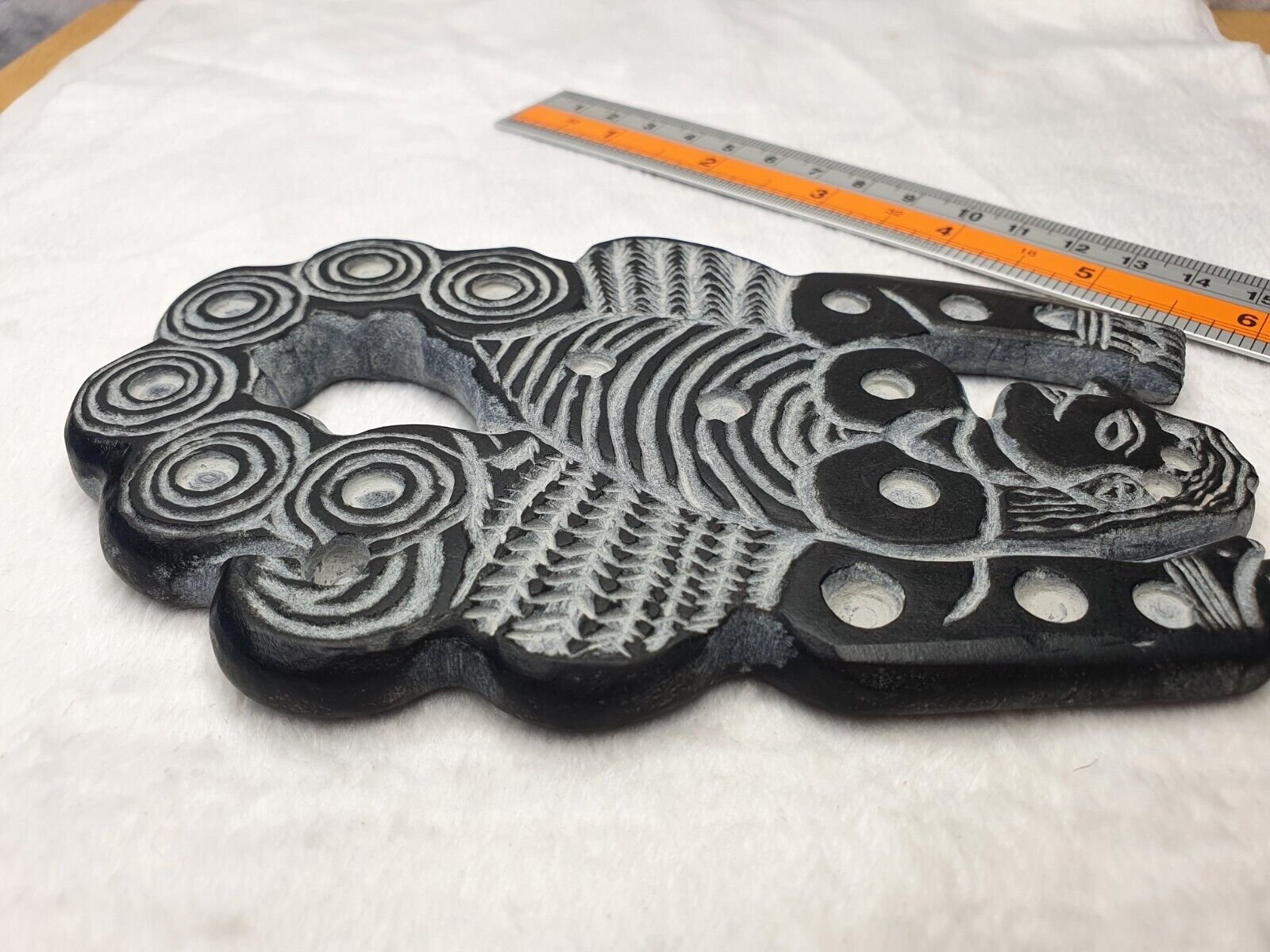Ancient Jiroft Civilization BLACK Stone figure of mystical muscular men