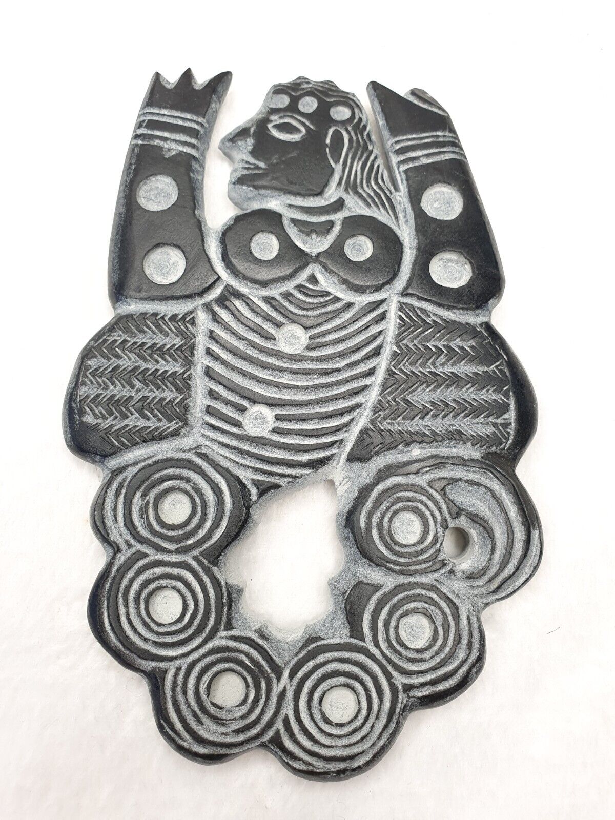 Ancient Jiroft Civilization BLACK Stone figure of mystical muscular men