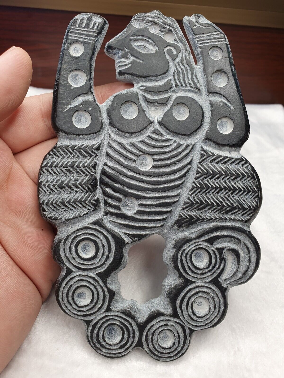 Ancient Jiroft Civilization Chlorite Stone Figure of Mystical Muscular Men