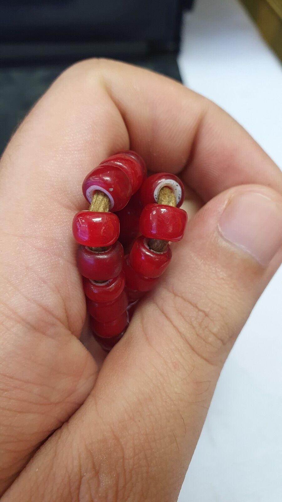8 毫米古董威尼斯白心貿易珠 26 英寸長串 120 顆珠子