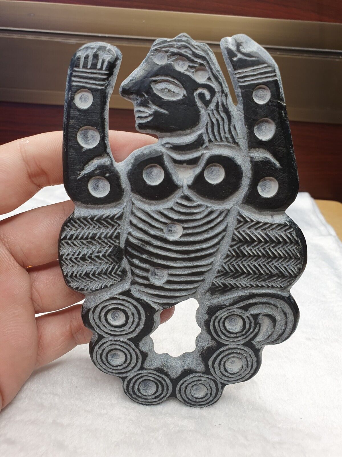 Ancient Jiroft Civilization Chlorite Stone figure of mystical muscular men