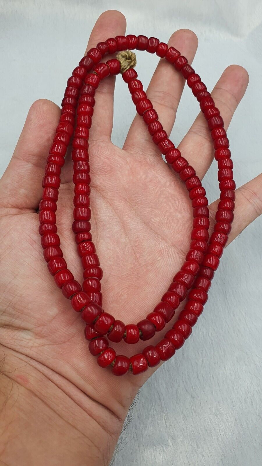 8 mm Antique Venetian White Heart Trade Beads 26" long strand 120 beads