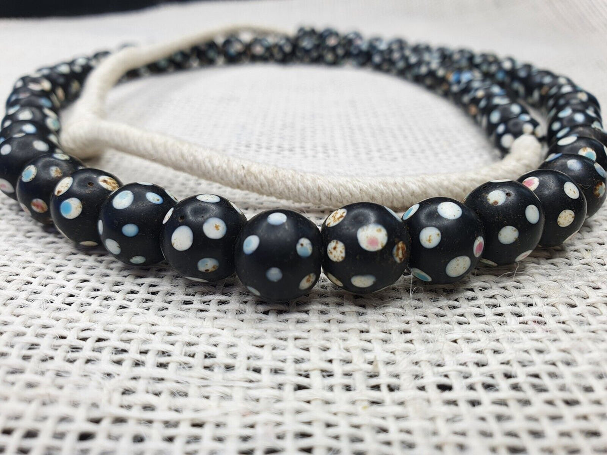 Black Dot Venetian Skunk beads African Trade Beads Authentic Antiques COLLECTION