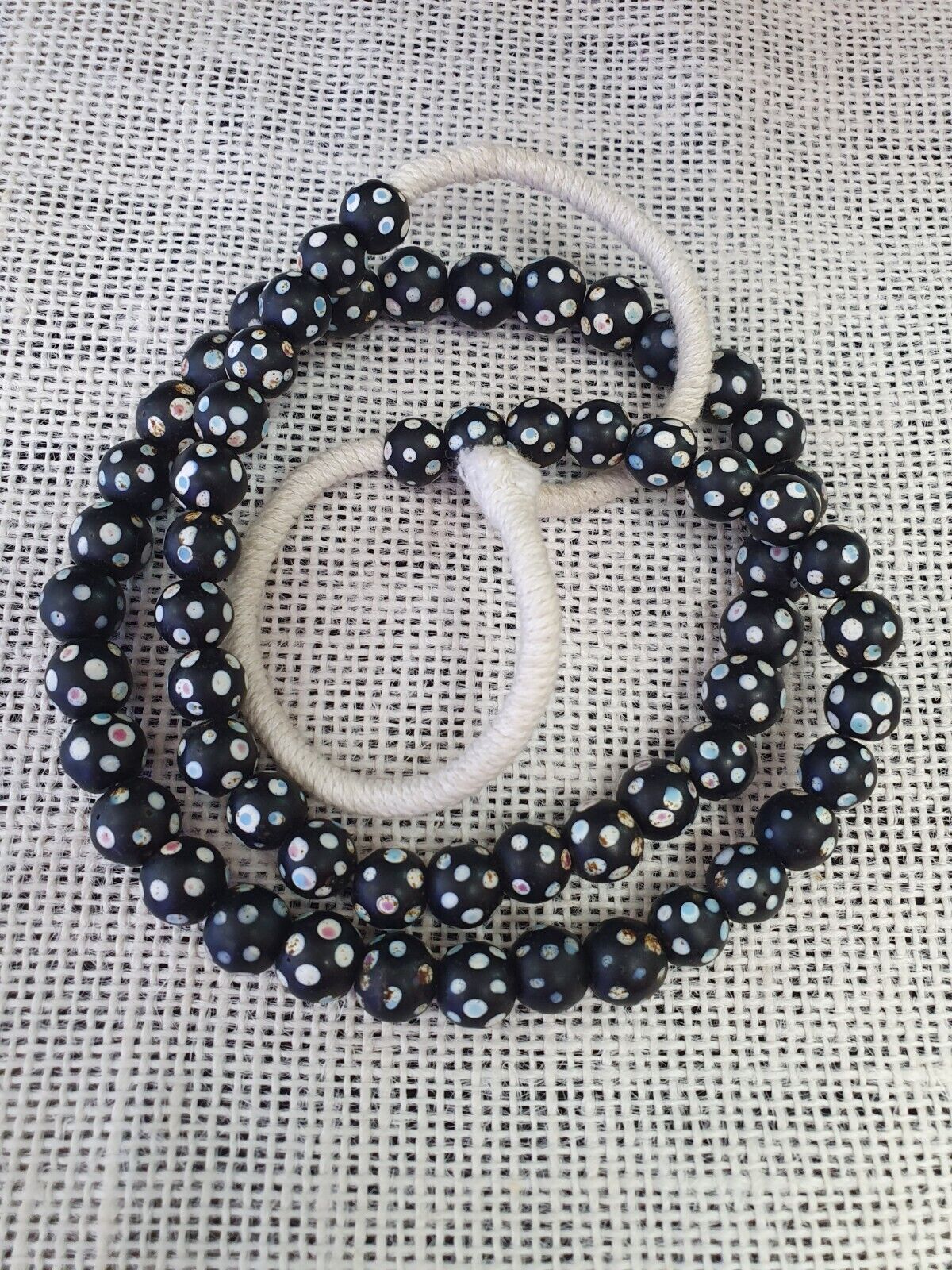 Black Dot Venetian Skunk beads African Trade Beads Authentic Antiques COLLECTION