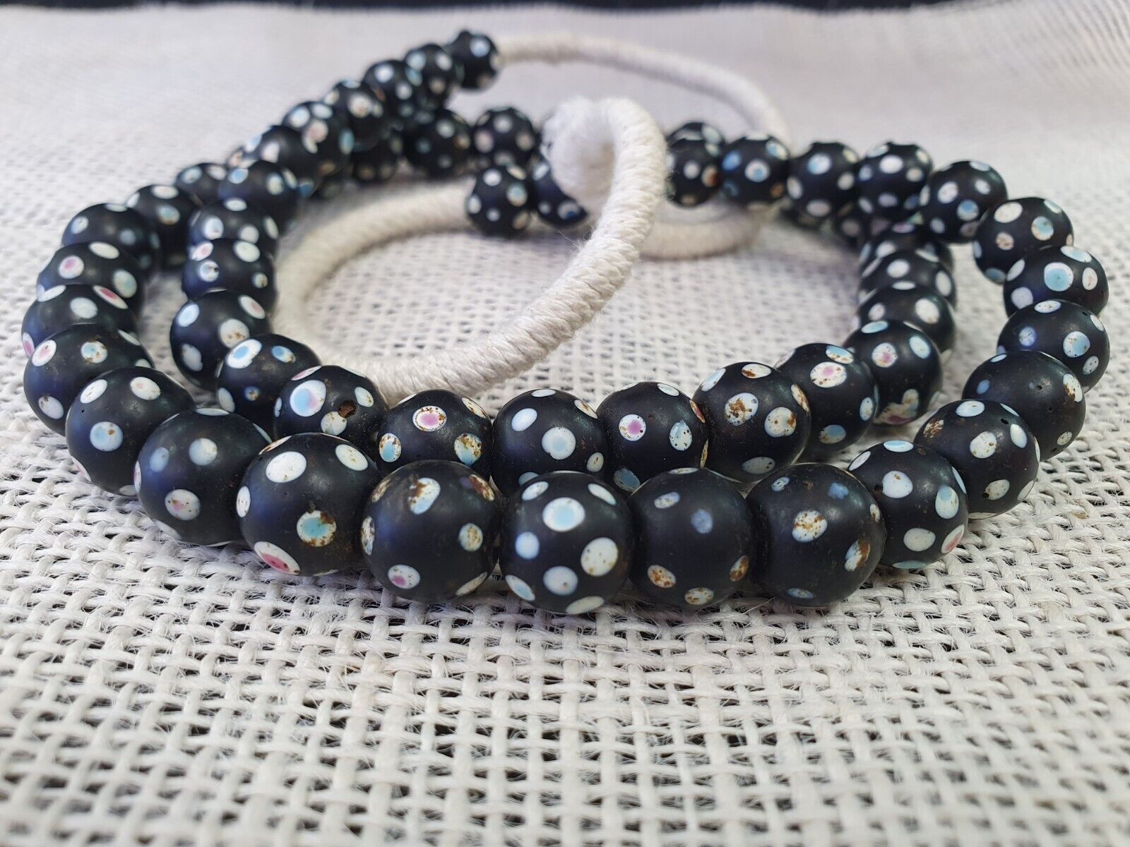 Black Dot Venetian Skunk beads African Trade Beads Authentic Antiques COLLECTION