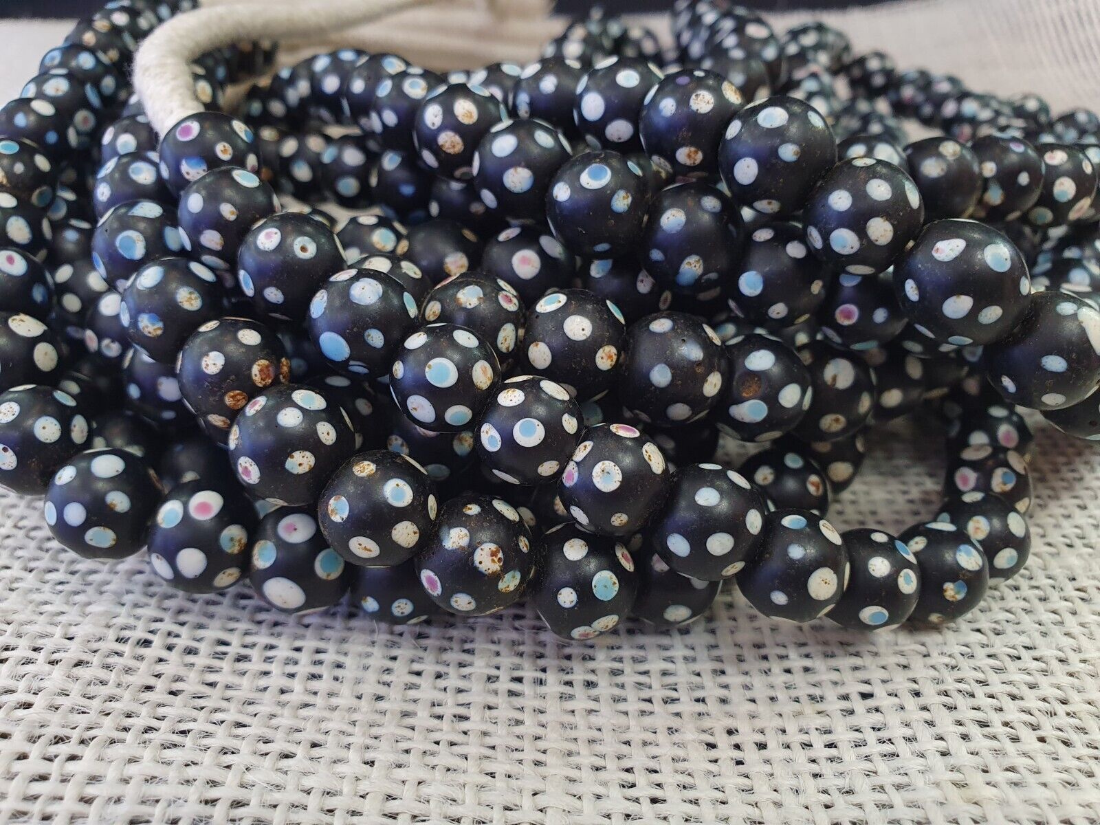 Black Dot Venetian Skunk beads African Trade Beads Authentic Antiques COLLECTION