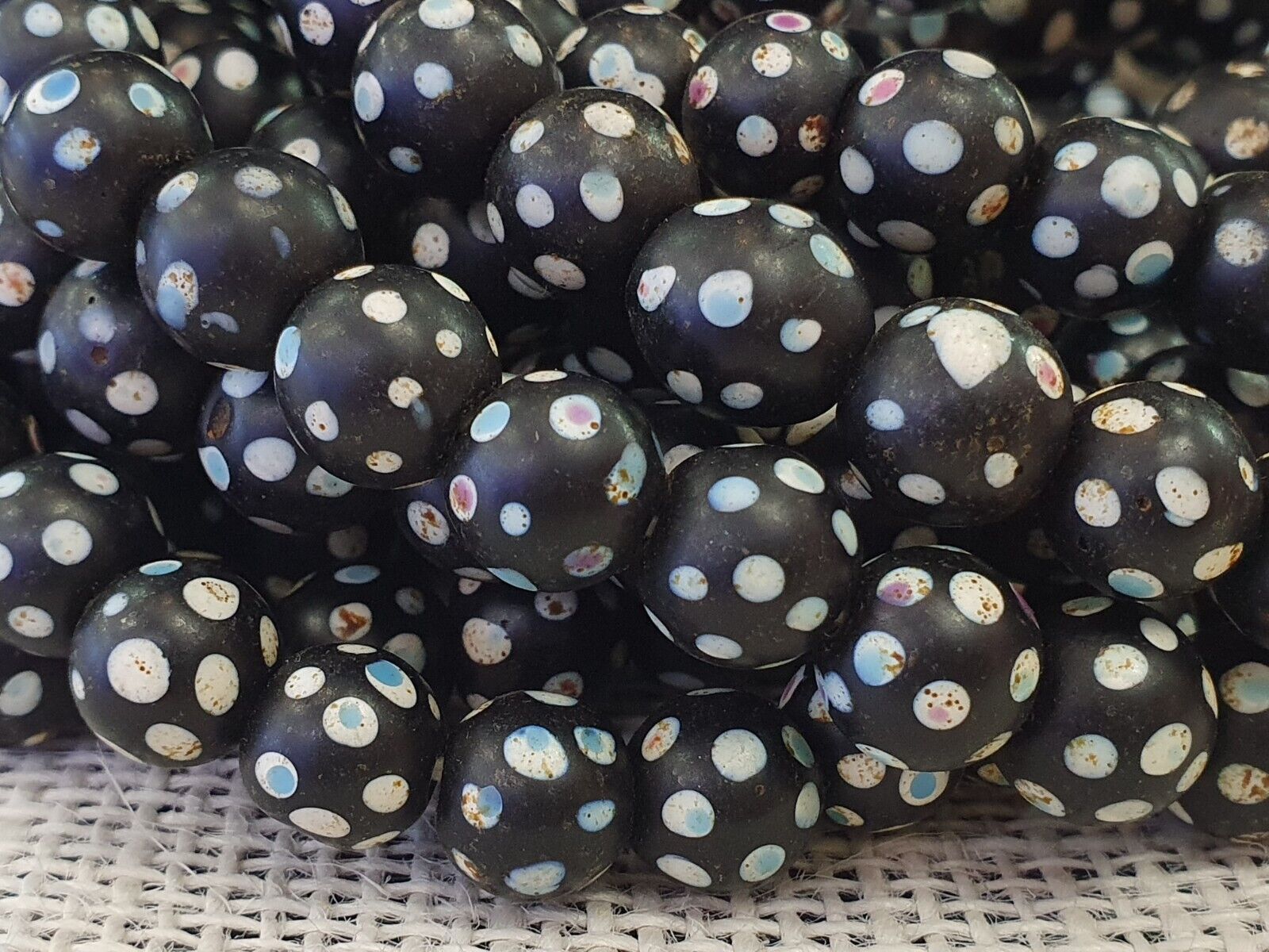Black Dot Venetian Skunk beads African Trade Beads Authentic Antiques COLLECTION