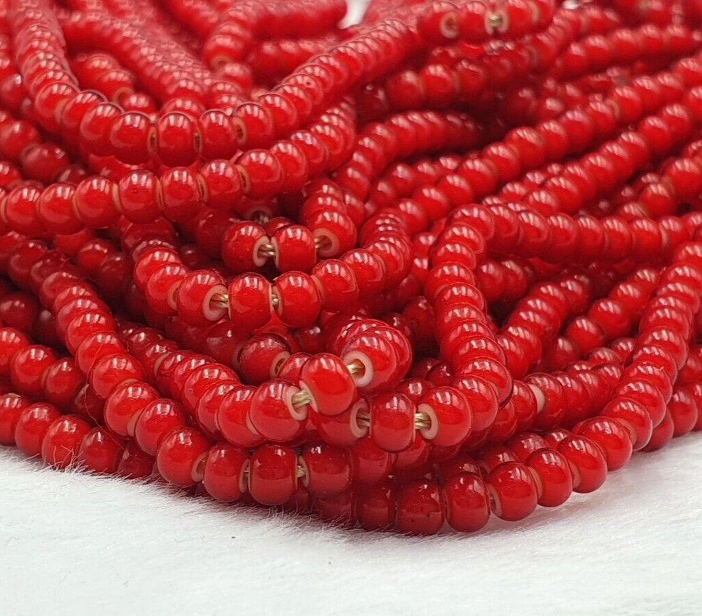 2 mm Wholesale lot- 20 strands Antique Venetian White Heart Trade Beads