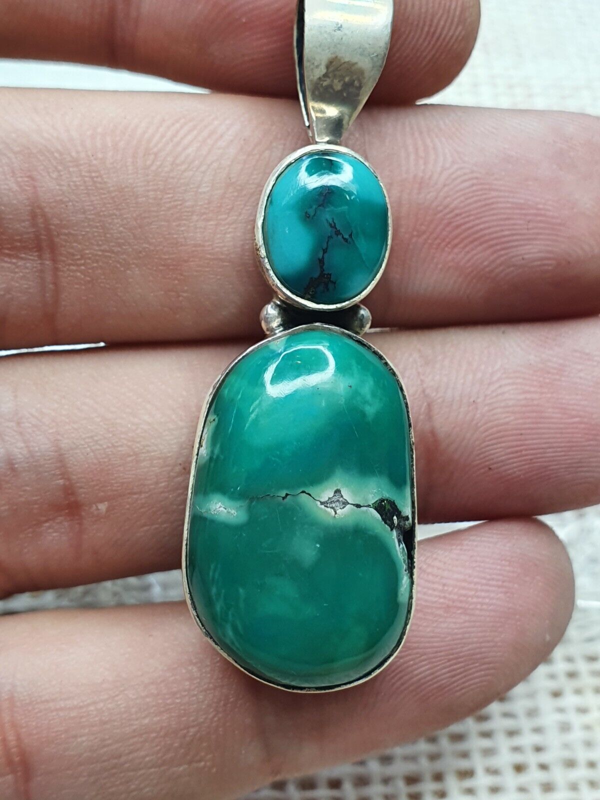 Native American Sterling  Silver and Blue and green Turquoise