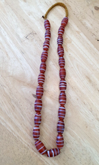 BEAUTIFUL VINTAGE 4 strips Red and white Glass beads necklace