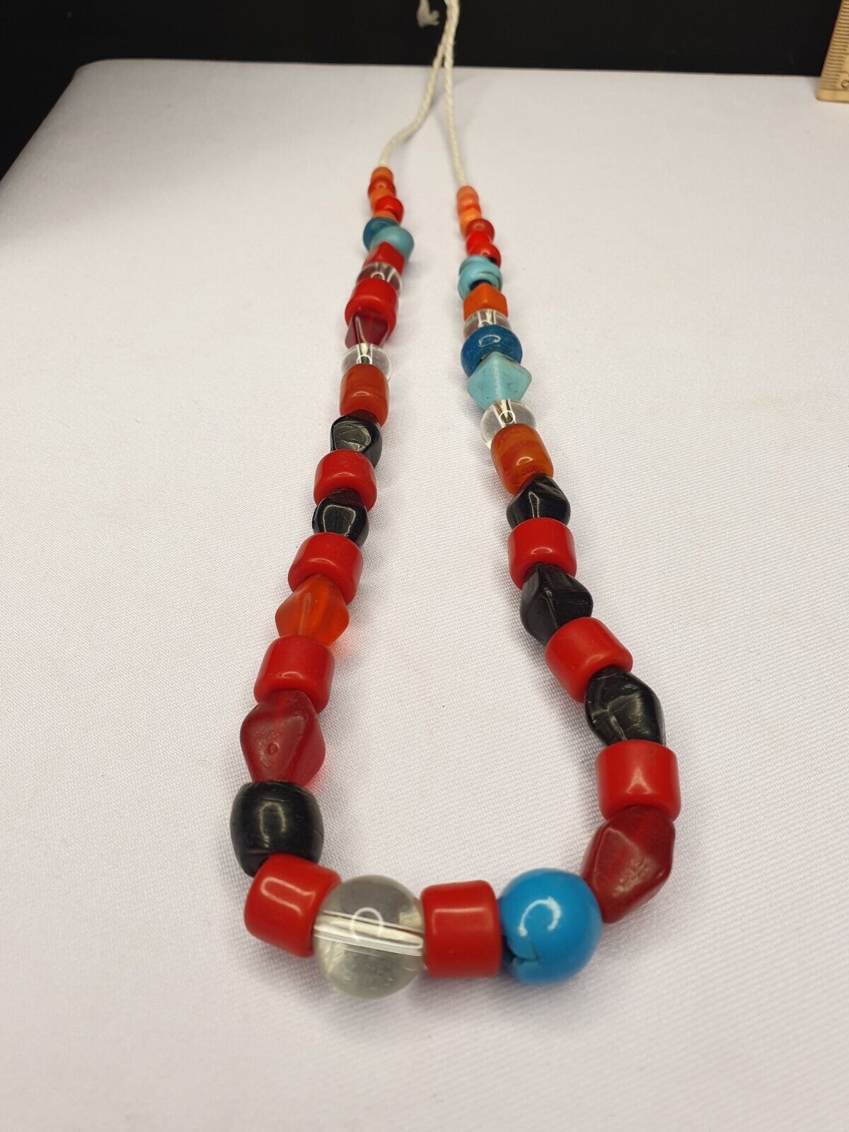 GREAT COLLECTIONS OLD vintage  MIX STONES AND GLASS BEADS STRAND NECKLACE
