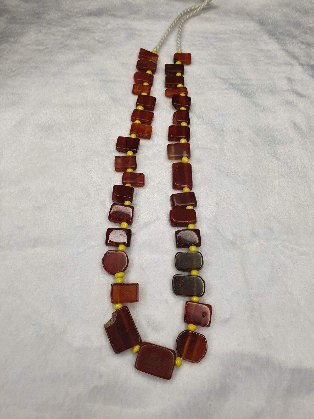 舊復古混合寶石瑪瑙紅玉髓珠串項鍊